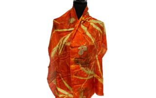 Ecoprint ponge zijde sjaal oranje 2